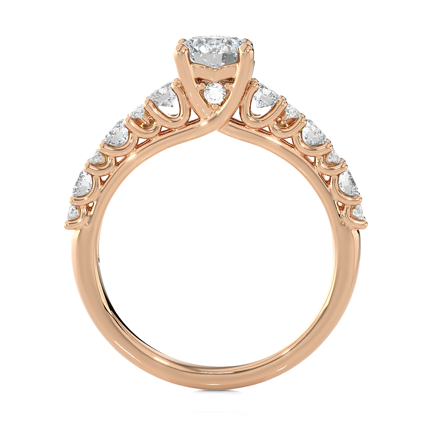 1 1/2 ctw Round Lab Grown Diamond Side Stone Engagement Ring