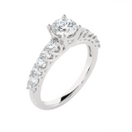 1 1/2 ctw Round Lab Grown Diamond Side Stone Engagement Ring