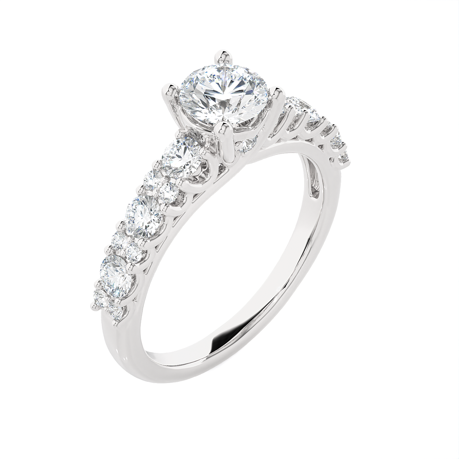 1 1/2 ctw Round Lab Grown Diamond Side Stone Engagement Ring