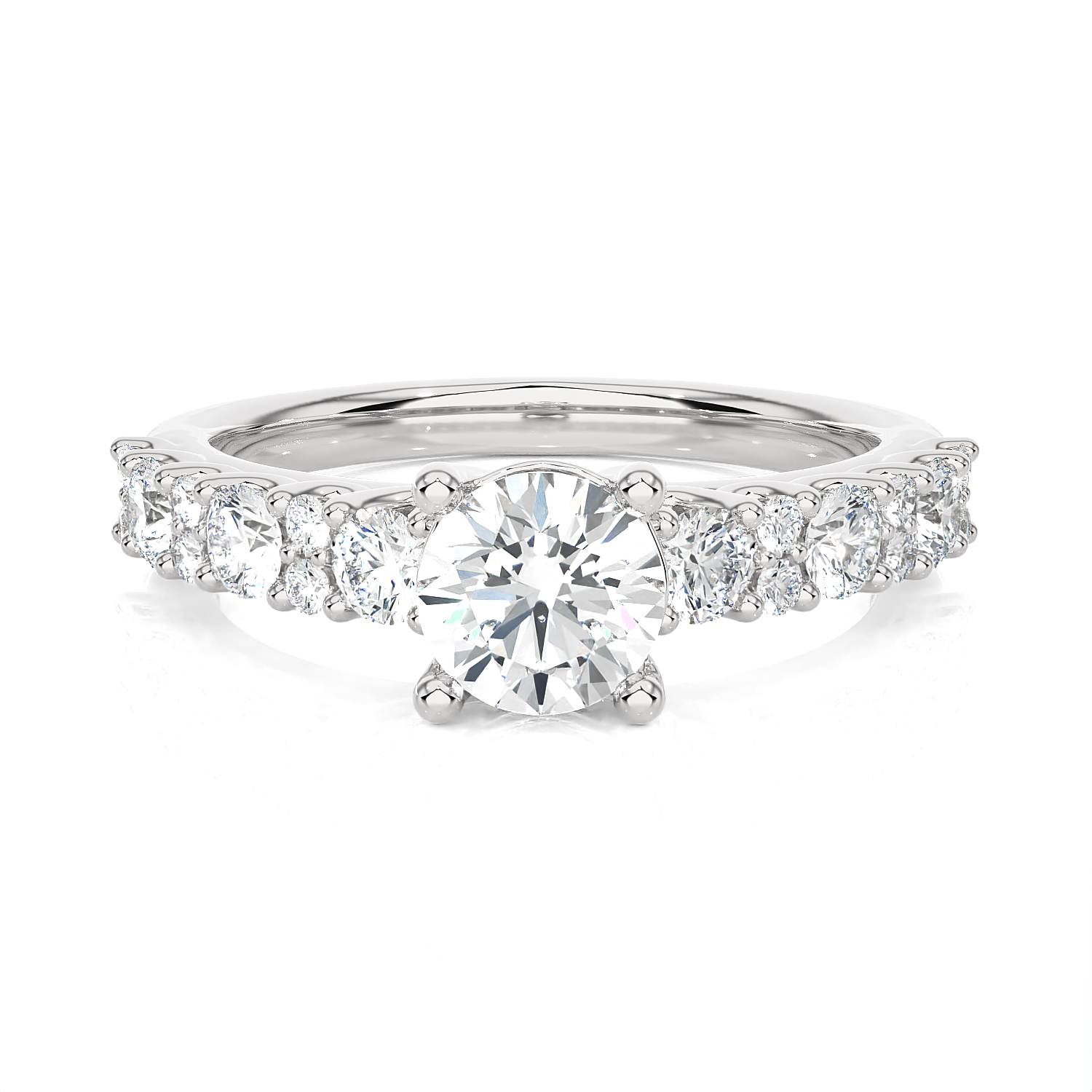 1 1/2 ctw Round Lab Grown Diamond Side Stone Engagement Ring
