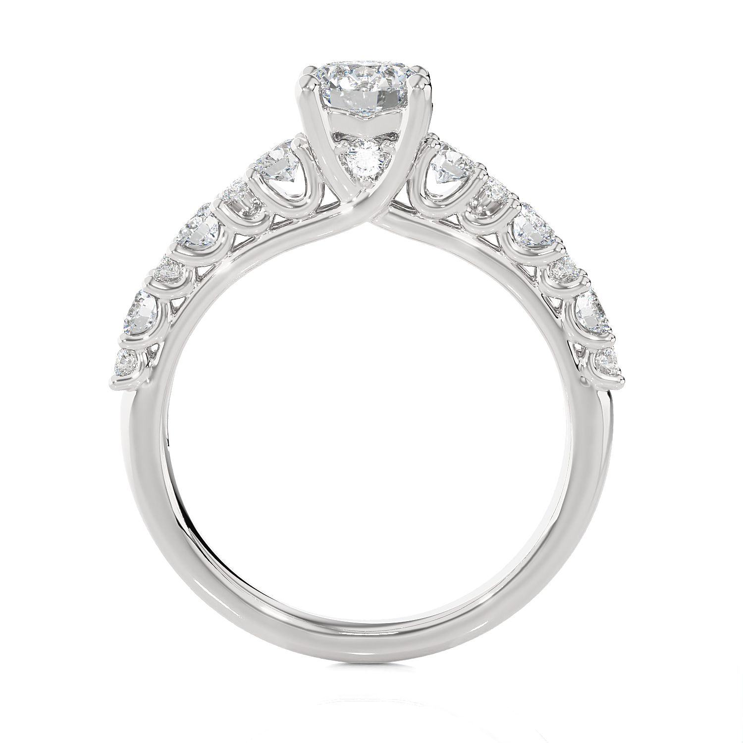 1 1/2 ctw Round Lab Grown Diamond Side Stone Engagement Ring