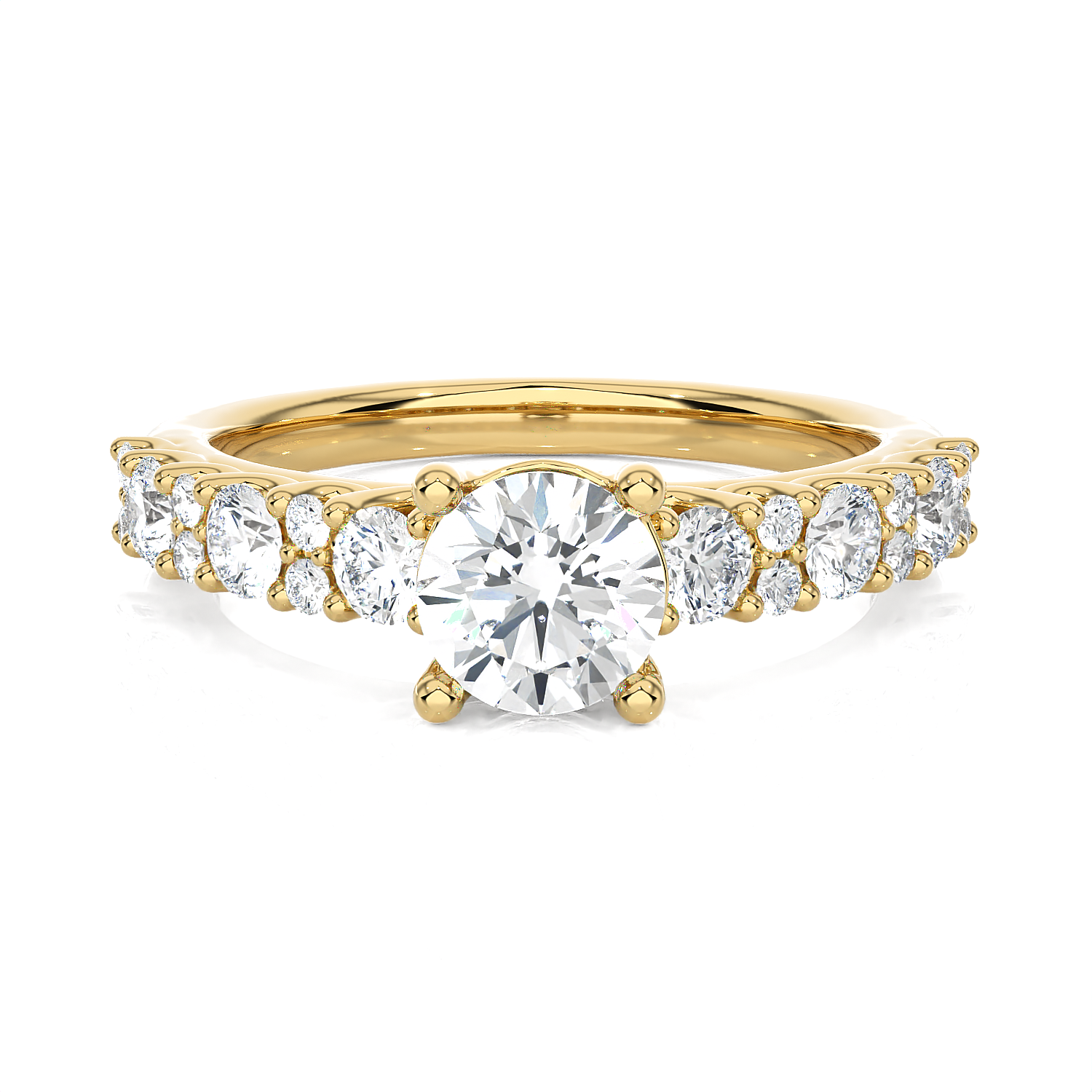 1 1/2 ctw Round Lab Grown Diamond Side Stone Engagement Ring
