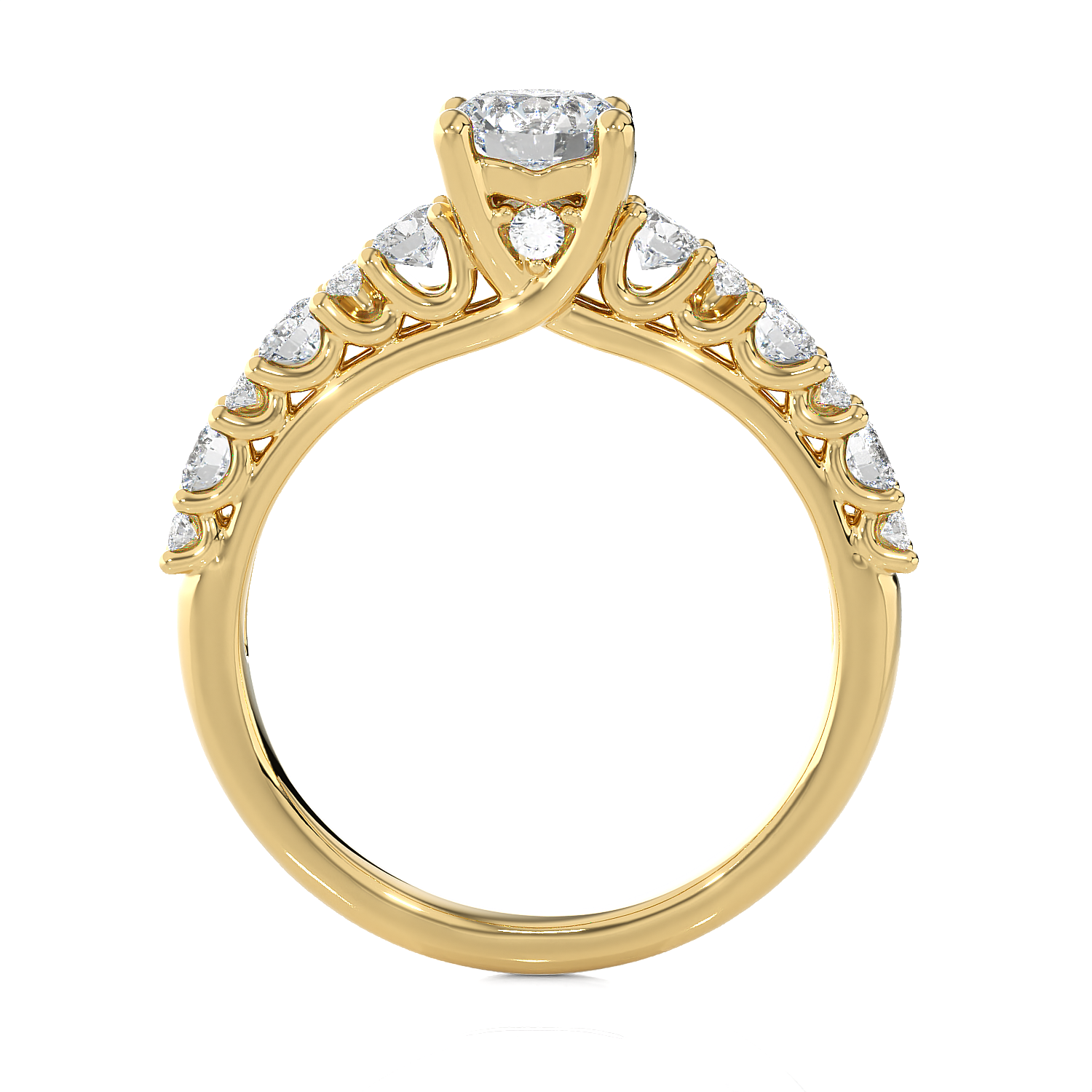1 1/2 ctw Round Lab Grown Diamond Side Stone Engagement Ring