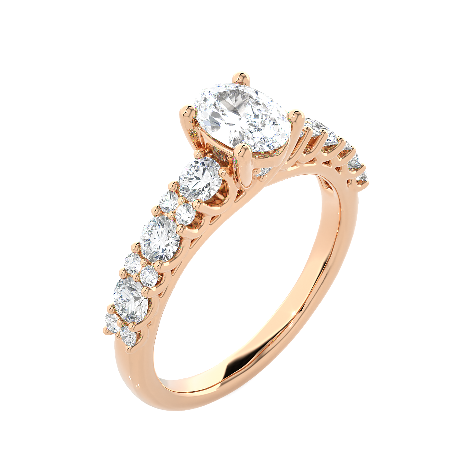 1 1/2 ctw Round Lab Grown Diamond Side Stone Engagement Ring