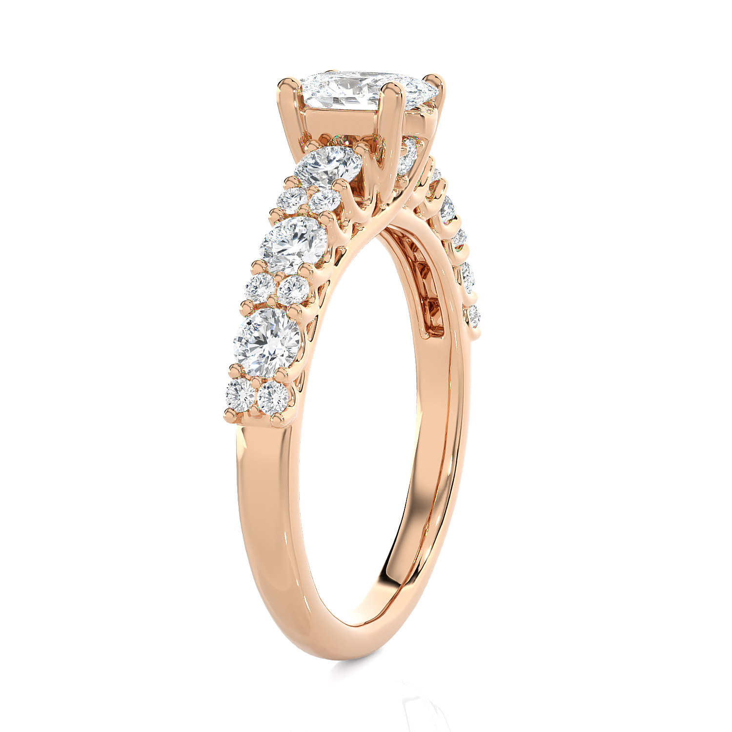 1 1/2 ctw Round Lab Grown Diamond Side Stone Engagement Ring