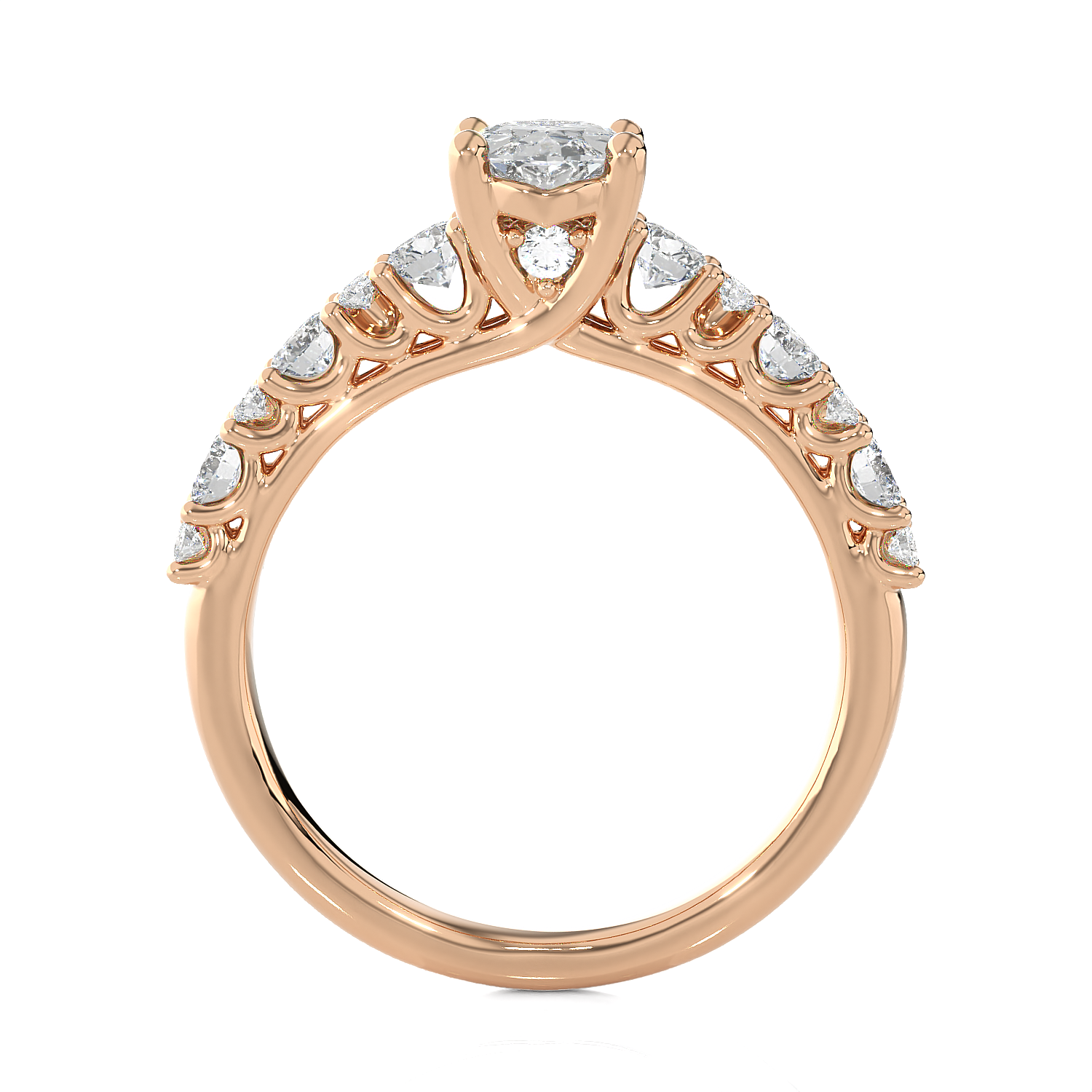 1 1/2 ctw Round Lab Grown Diamond Side Stone Engagement Ring
