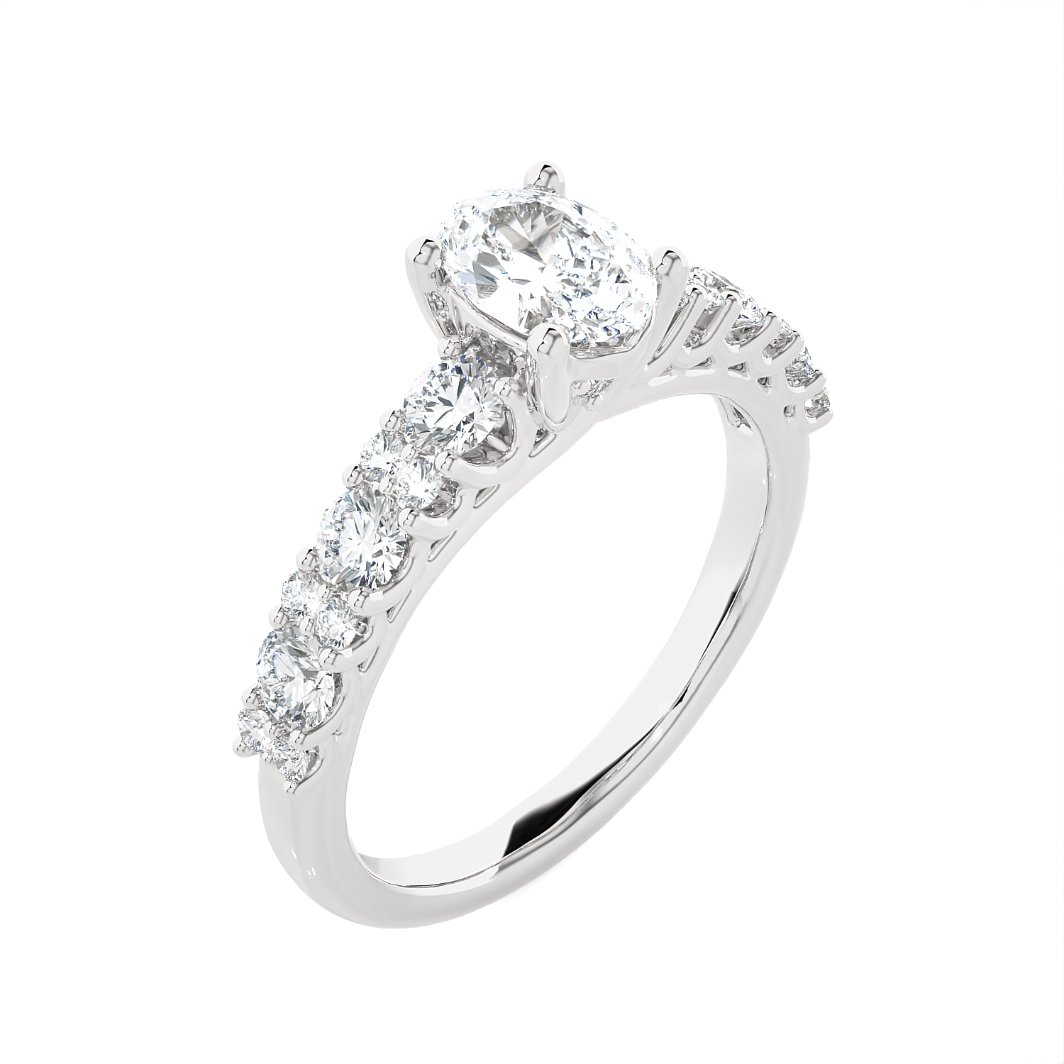1 1/2 ctw Round Lab Grown Diamond Side Stone Engagement Ring