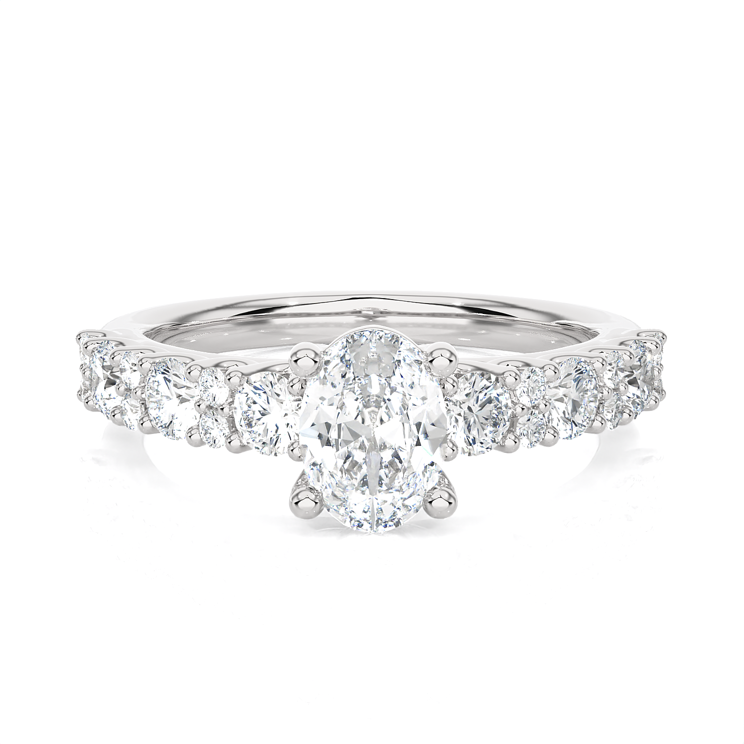 1 1/2 ctw Round Lab Grown Diamond Side Stone Engagement Ring