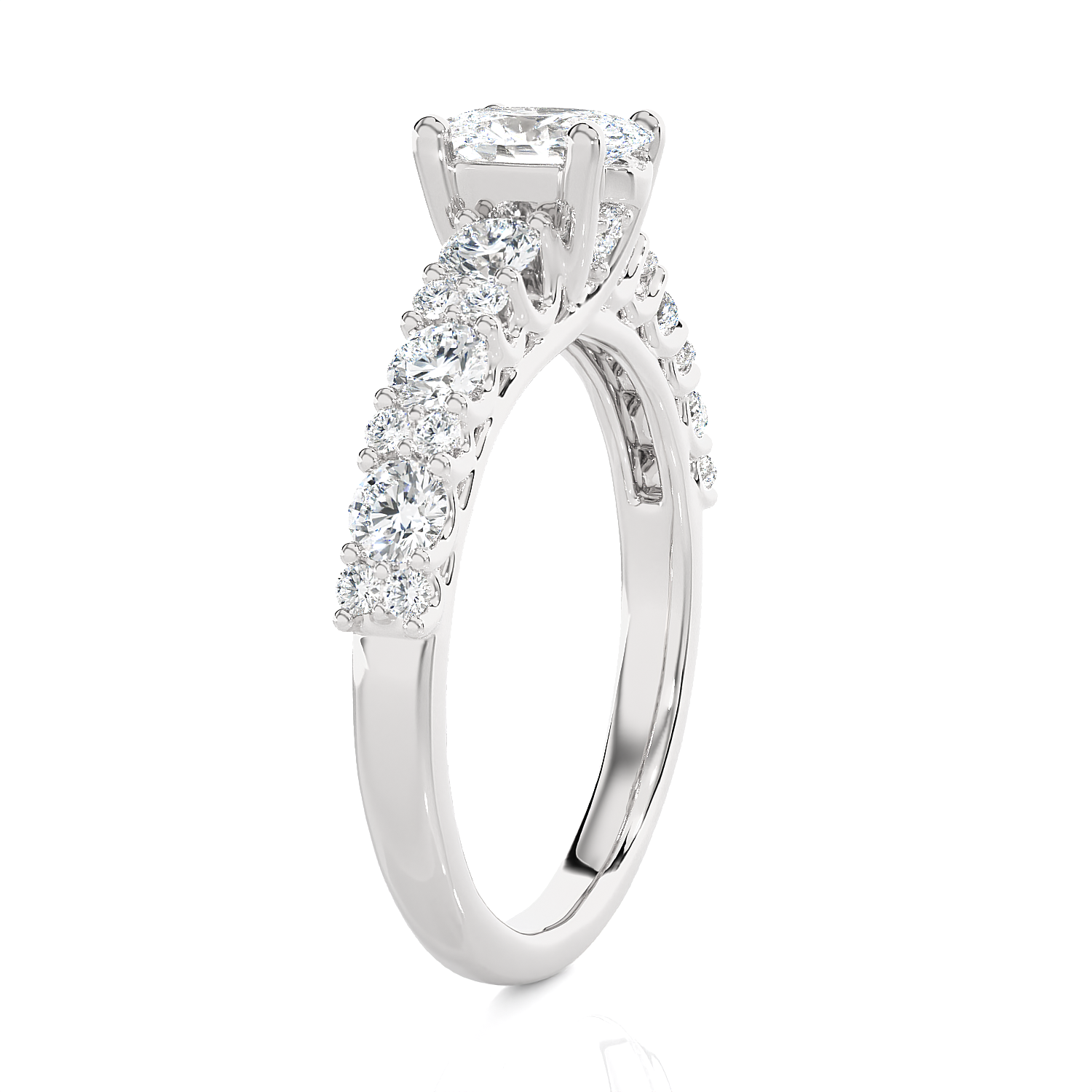 1 1/2 ctw Round Lab Grown Diamond Side Stone Engagement Ring