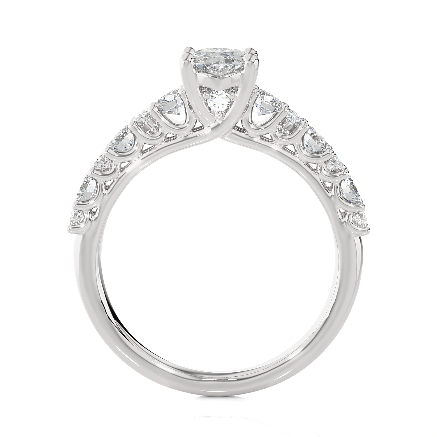 1 1/2 ctw Round Lab Grown Diamond Side Stone Engagement Ring