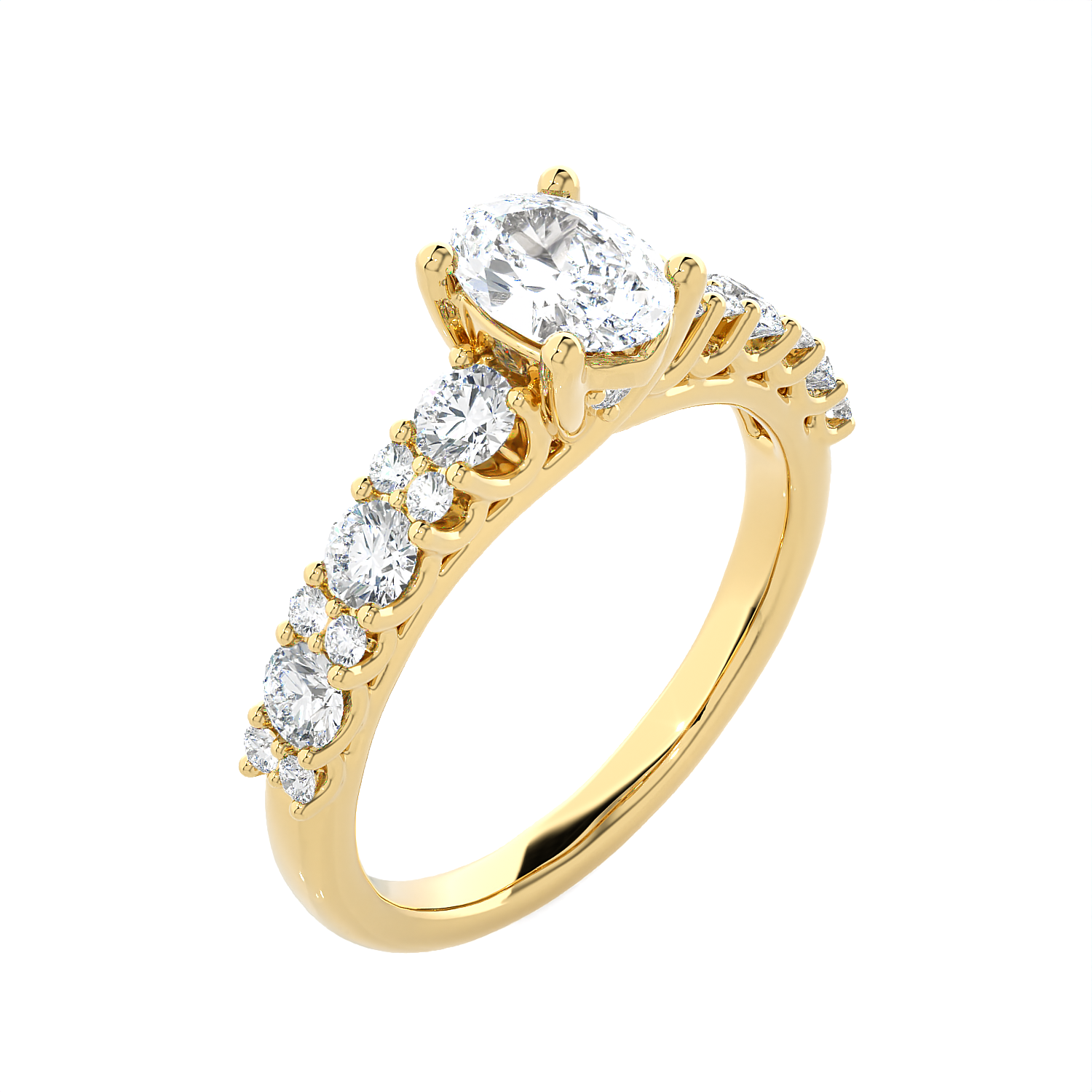 1 1/2 ctw Round Lab Grown Diamond Side Stone Engagement Ring