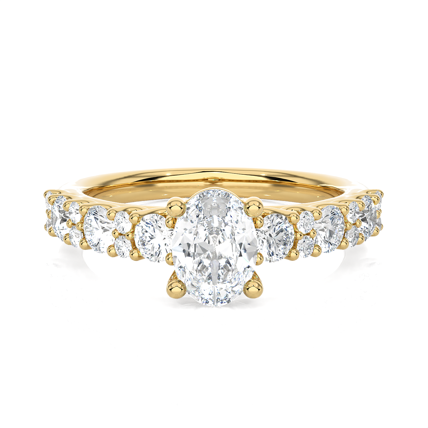 1 1/2 ctw Round Lab Grown Diamond Side Stone Engagement Ring