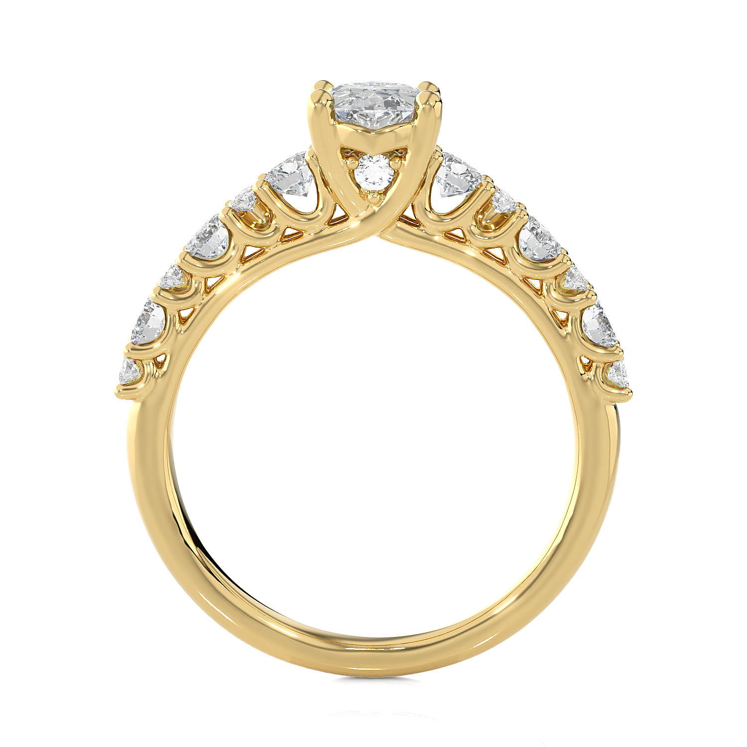 1 1/2 ctw Round Lab Grown Diamond Side Stone Engagement Ring