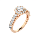 1 1/2 ctw Round Lab Grown Diamond Halo Engagement Ring