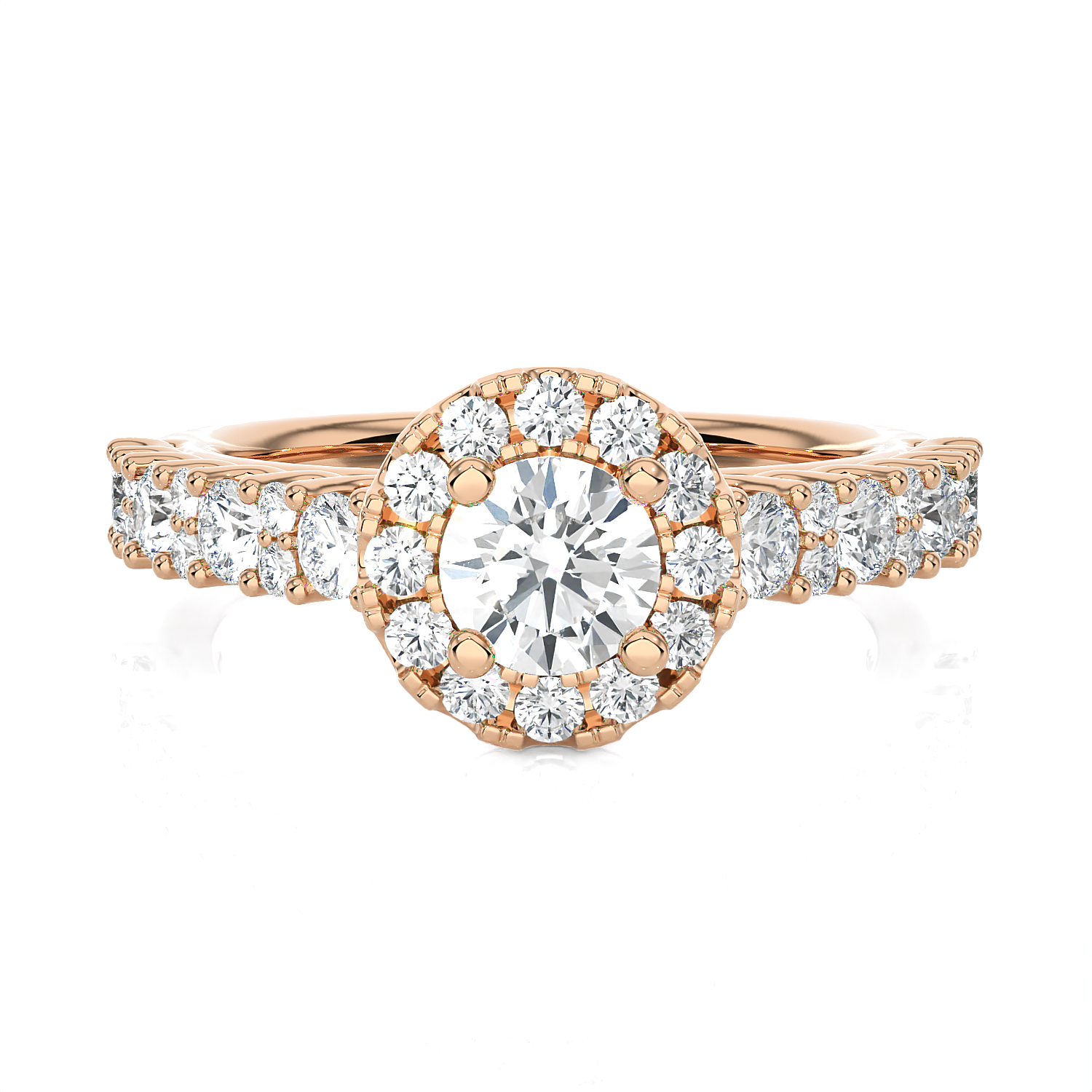 1 1/2 ctw Round Lab Grown Diamond Halo Engagement Ring