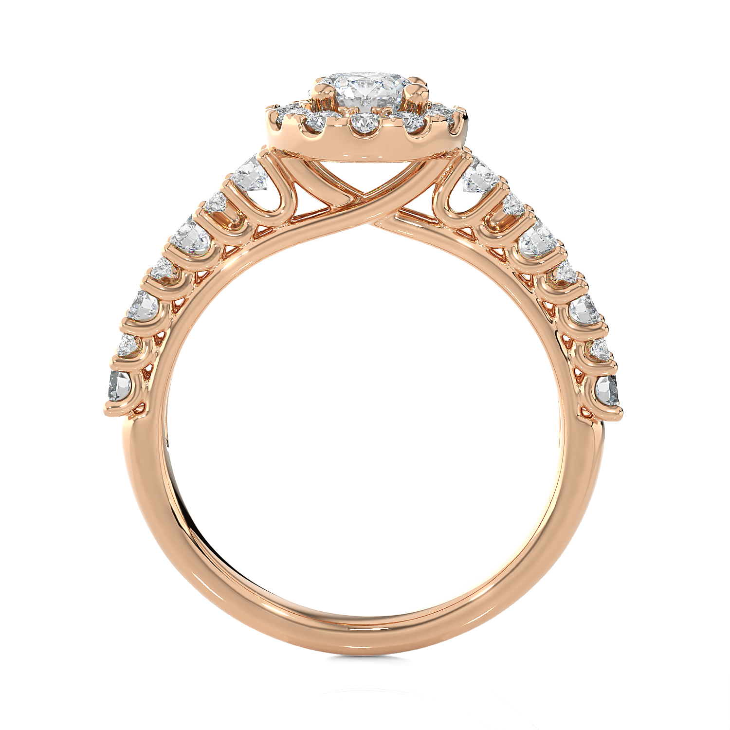1 1/2 ctw Round Lab Grown Diamond Halo Engagement Ring