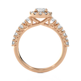1 1/2 ctw Round Lab Grown Diamond Halo Engagement Ring