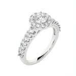 1 1/2 ctw Round Lab Grown Diamond Halo Engagement Ring