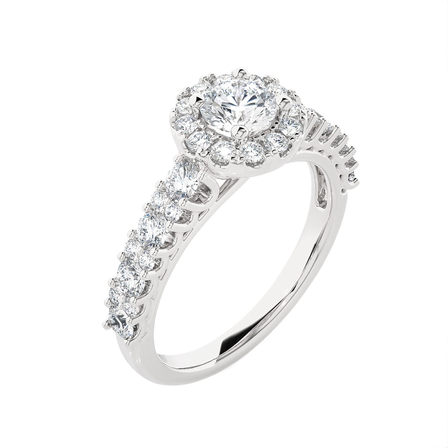 1 1/2 ctw Round Lab Grown Diamond Halo Engagement Ring