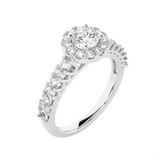 1 1/2 ctw Round Lab Grown Diamond Halo Engagement Ring