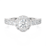 1 1/2 ctw Round Lab Grown Diamond Halo Engagement Ring
