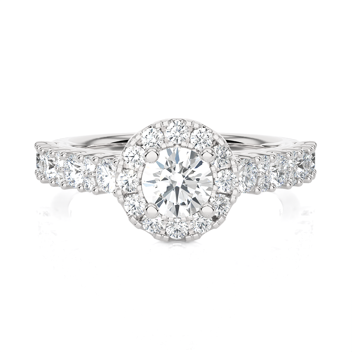 1 1/2 ctw Round Lab Grown Diamond Halo Engagement Ring