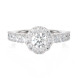 1 1/2 ctw Round Lab Grown Diamond Halo Engagement Ring