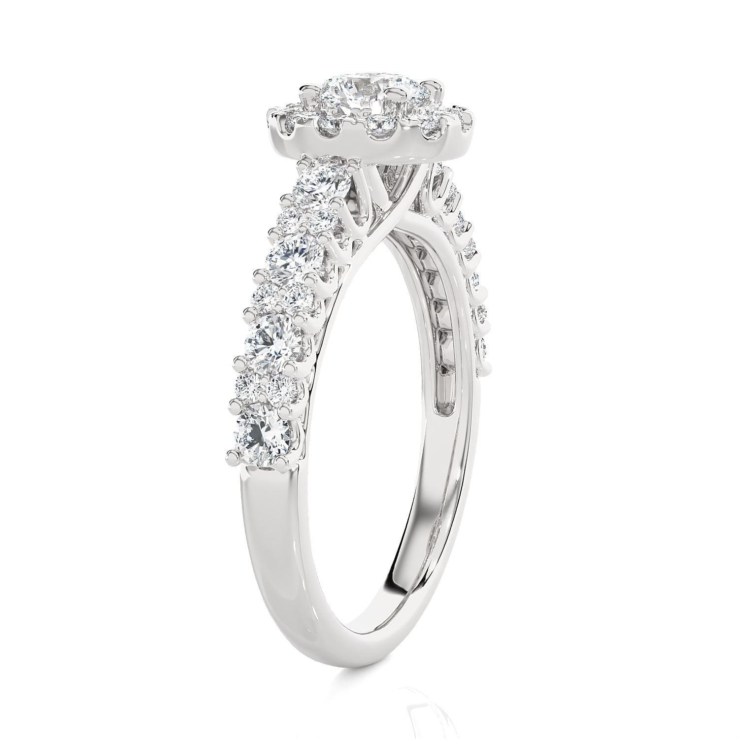 1 1/2 ctw Round Lab Grown Diamond Halo Engagement Ring