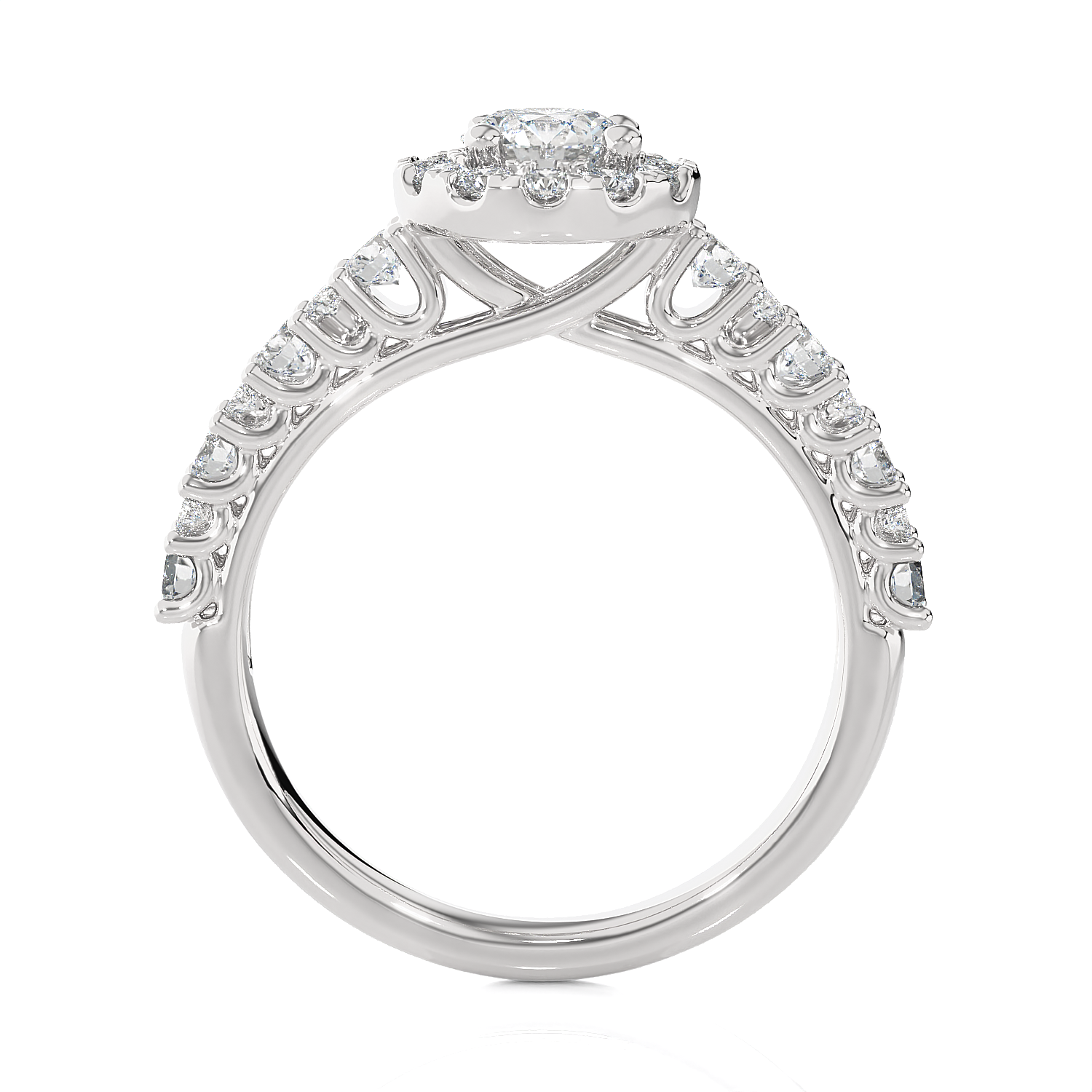 1 1/2 ctw Round Lab Grown Diamond Halo Engagement Ring