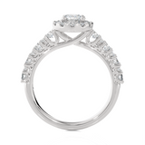 1 1/2 ctw Round Lab Grown Diamond Halo Engagement Ring