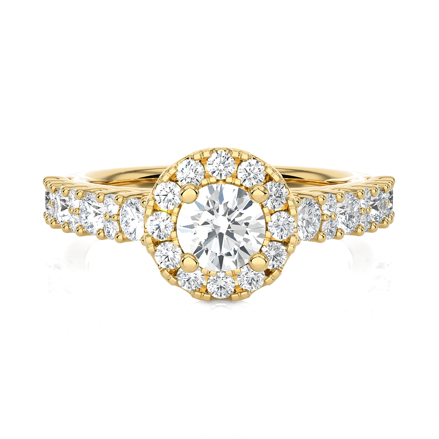 1 1/2 ctw Round Lab Grown Diamond Halo Engagement Ring