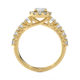 1 1/2 ctw Round Lab Grown Diamond Halo Engagement Ring