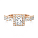 1 1/5 ctw Princess-Cut Lab Grown Diamond Halo Engagement Ring