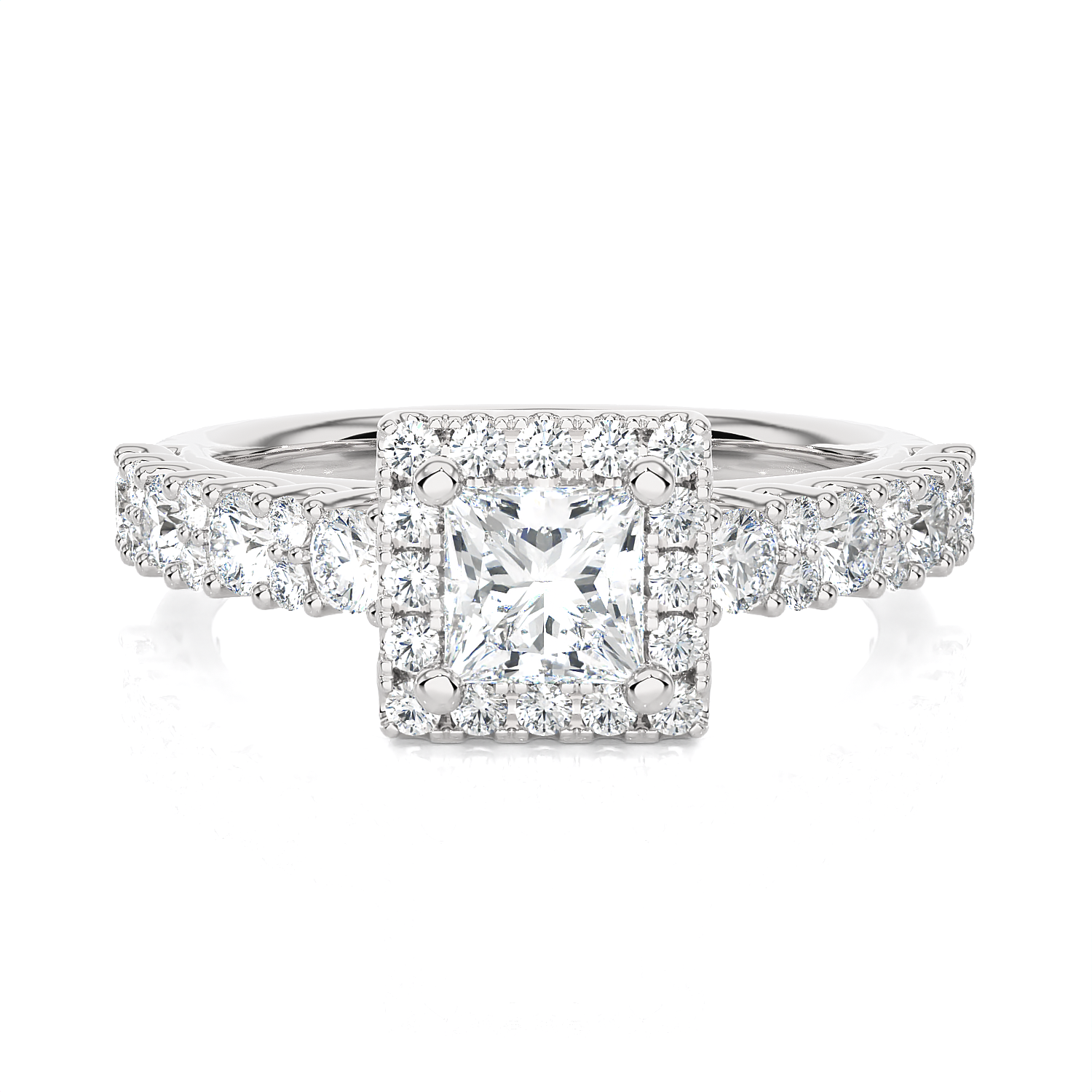 1 1/5 ctw Princess-Cut Lab Grown Diamond Halo Engagement Ring