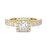 1 1/5 ctw Princess-Cut Lab Grown Diamond Halo Engagement Ring