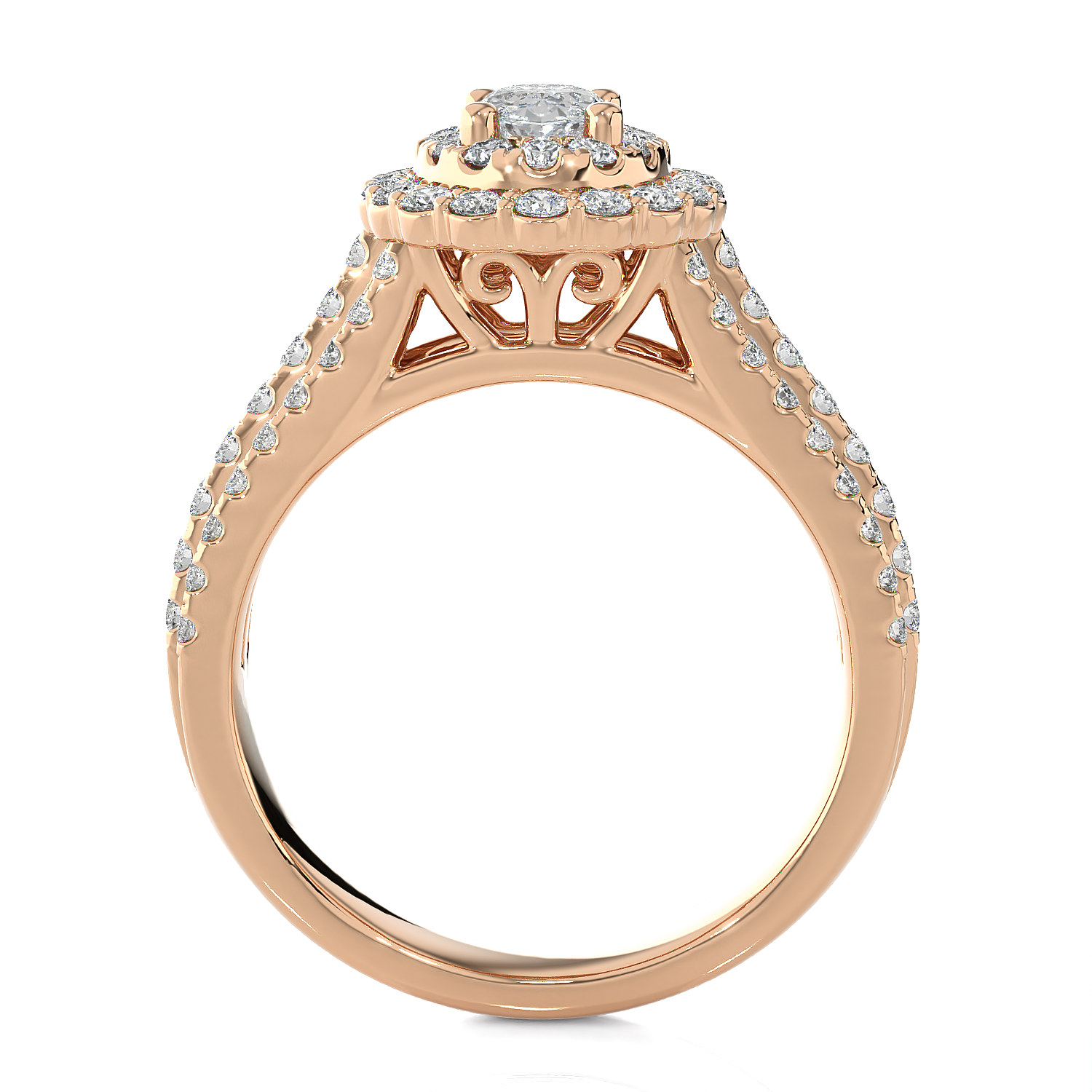 1 5/8 ctw Oval Lab Grown Diamond Halo Engagement Ring
