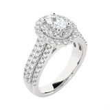 1 5/8 ctw Oval Lab Grown Diamond Halo Engagement Ring
