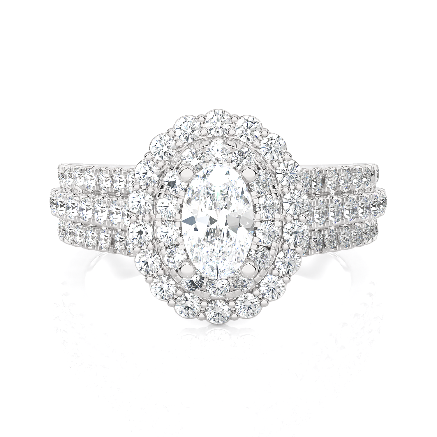 1 5/8 ctw Oval Lab Grown Diamond Halo Engagement Ring