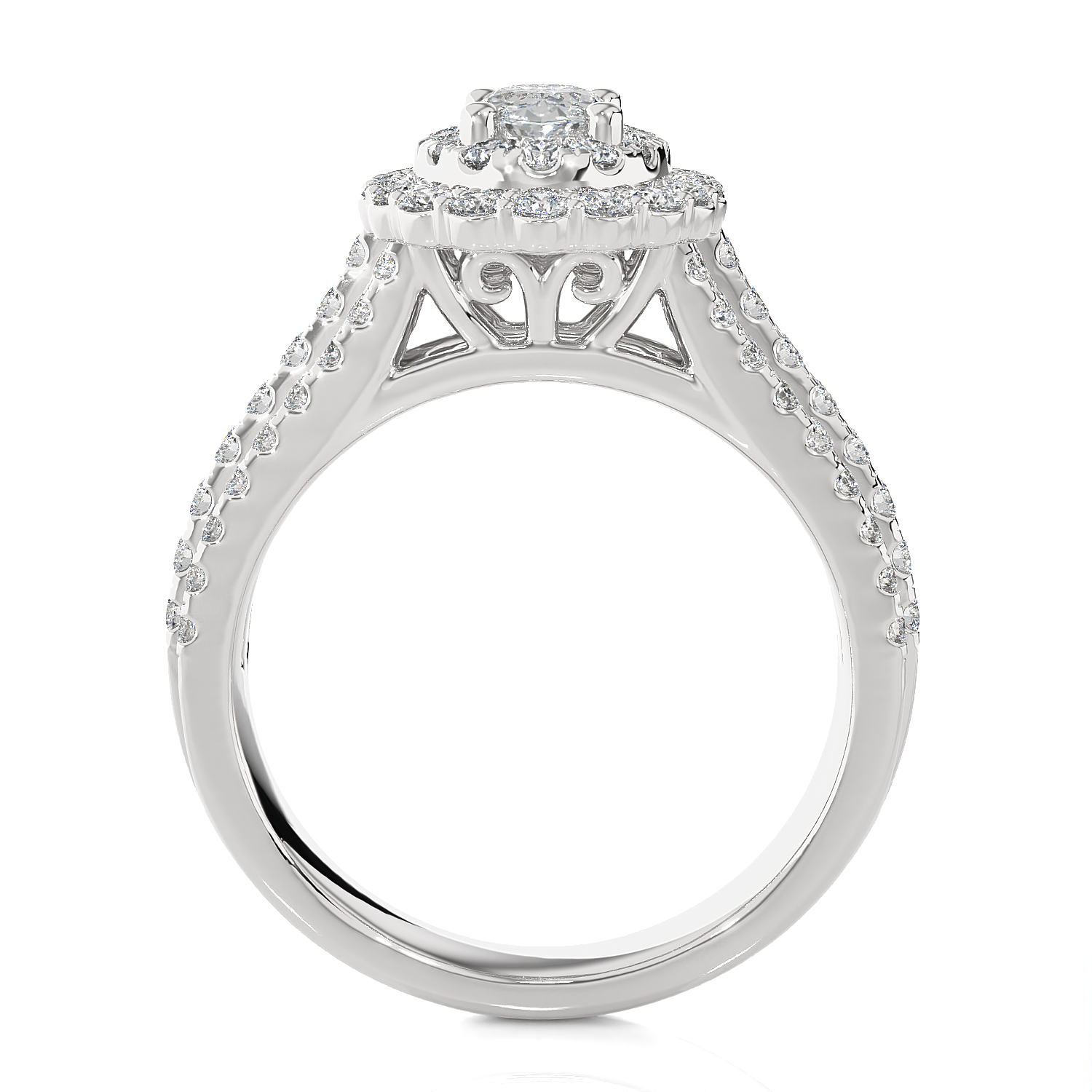 1 5/8 ctw Oval Lab Grown Diamond Halo Engagement Ring