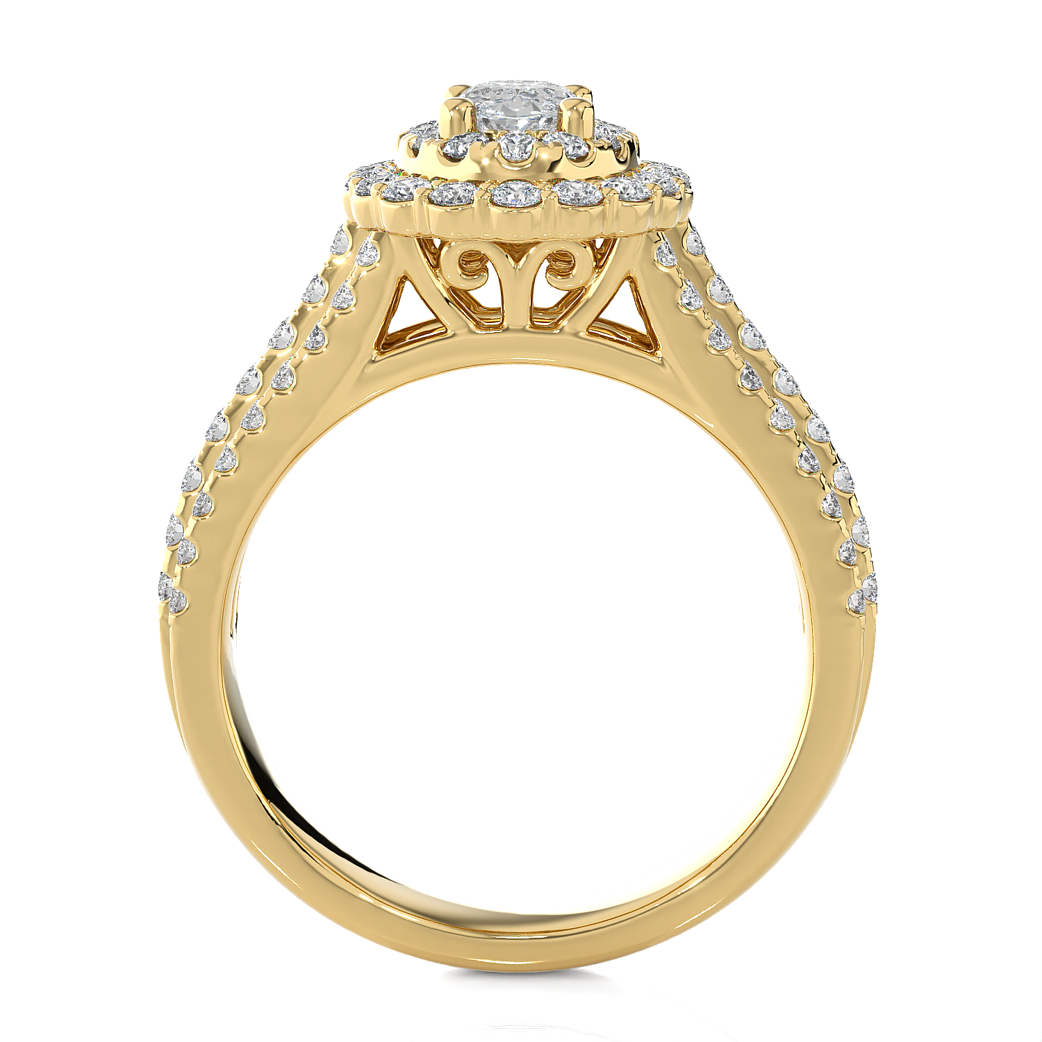 1 5/8 ctw Oval Lab Grown Diamond Halo Engagement Ring