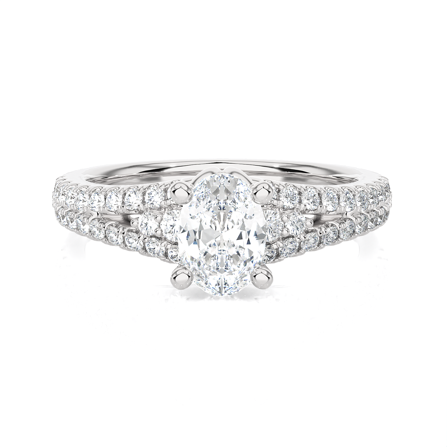 1 3/4 ctw Round Lab Grown Diamond Side Stone Engagement Ring