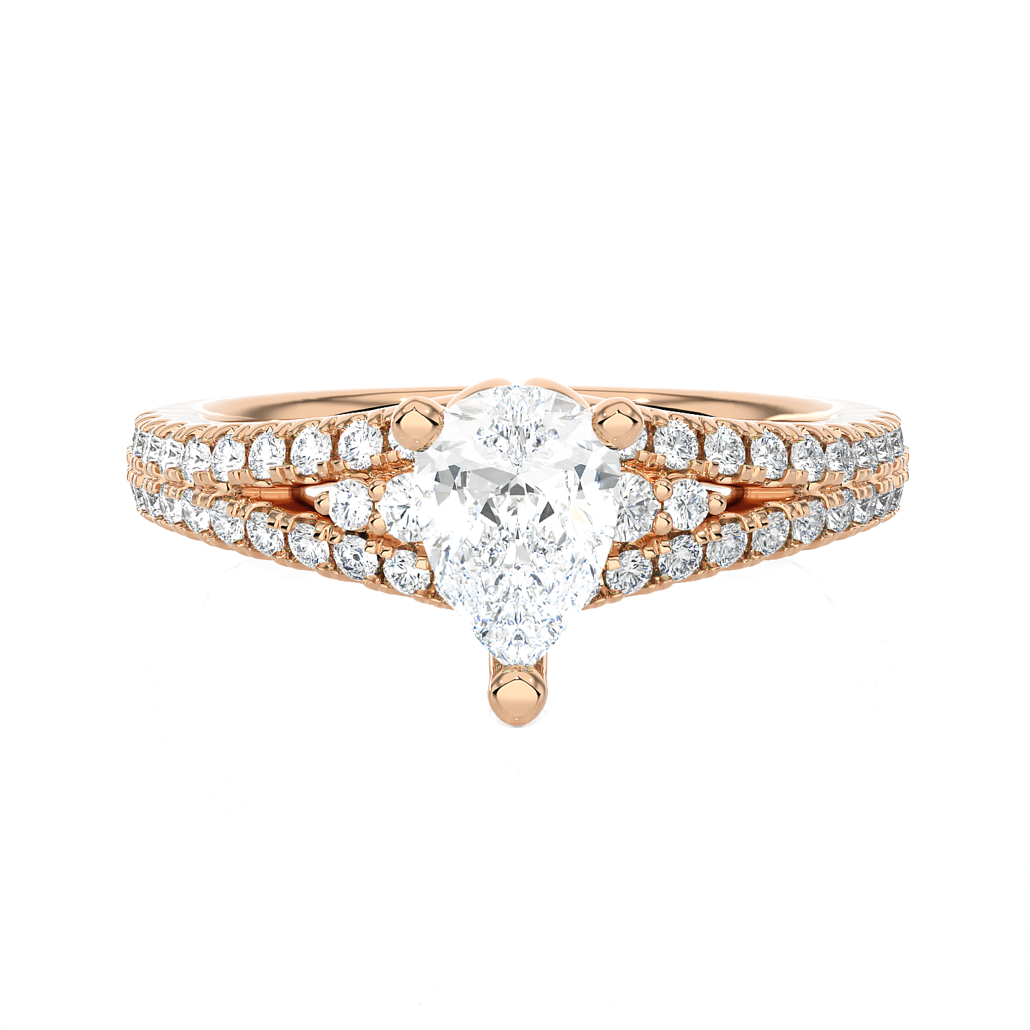 1 1/5 ctw Pear-Shaped Lab Grown Diamond Side Stone Engagement Ring