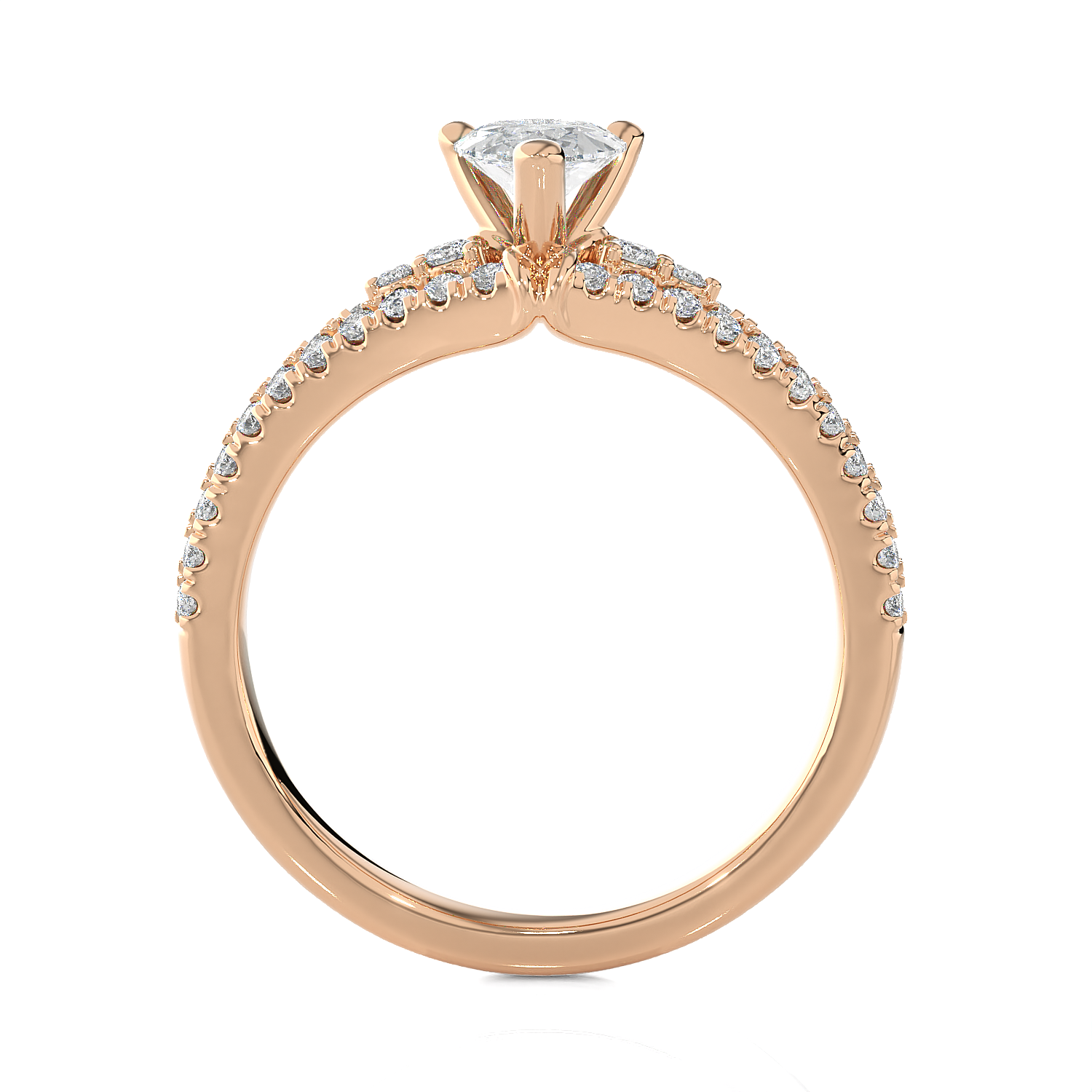 1 1/5 ctw Pear-Shaped Lab Grown Diamond Side Stone Engagement Ring