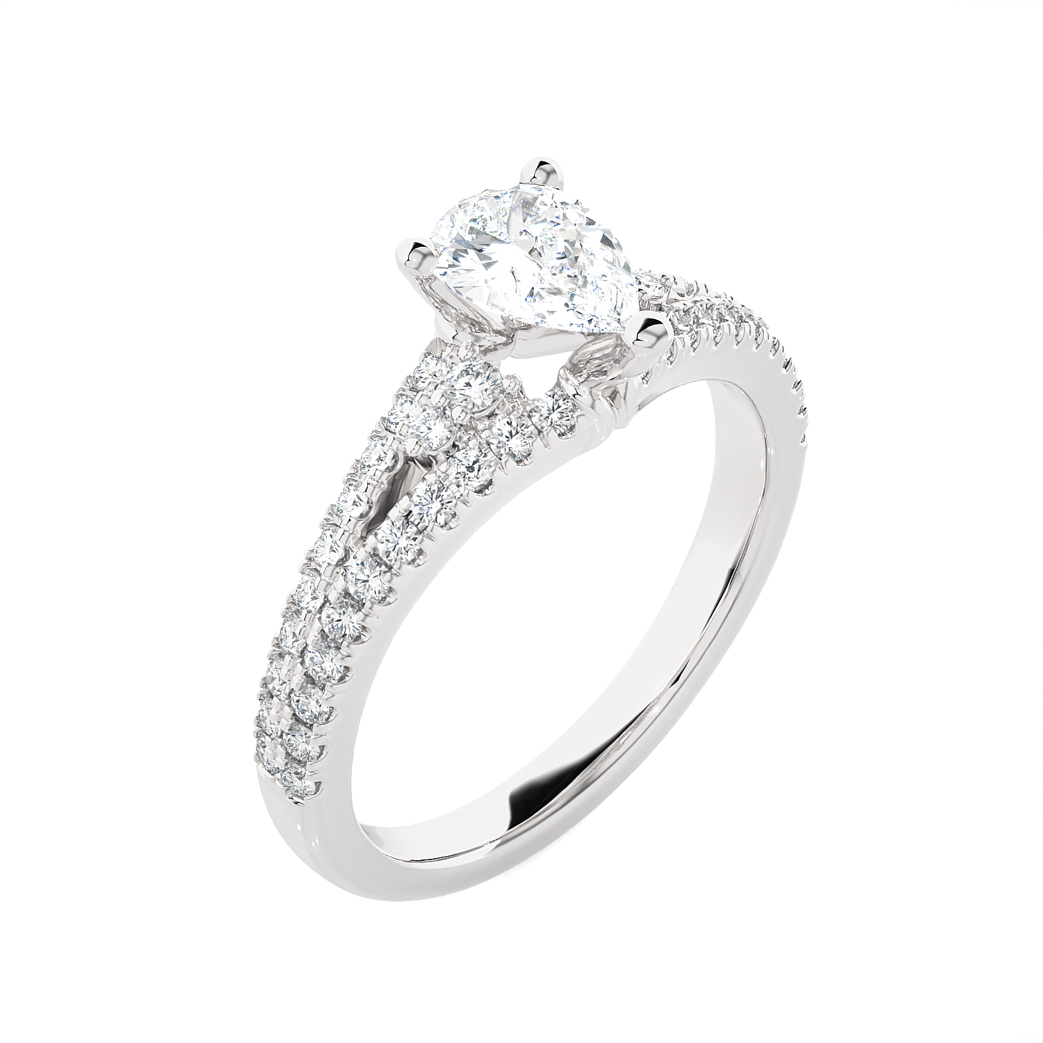 1 1/5 ctw Pear-Shaped Lab Grown Diamond Side Stone Engagement Ring
