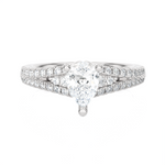 1 1/5 ctw Pear-Shaped Lab Grown Diamond Side Stone Engagement Ring