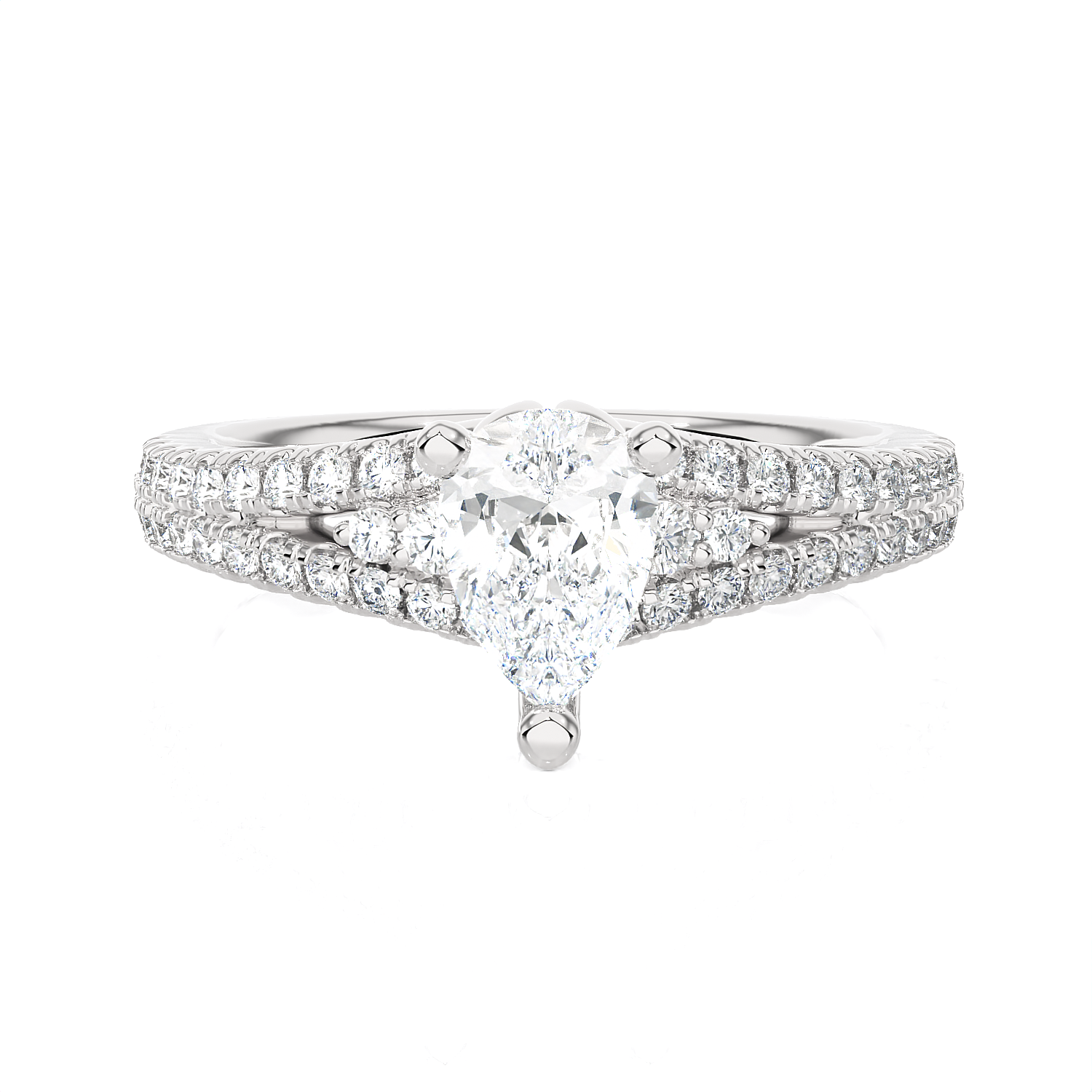 1 1/5 ctw Pear-Shaped Lab Grown Diamond Side Stone Engagement Ring