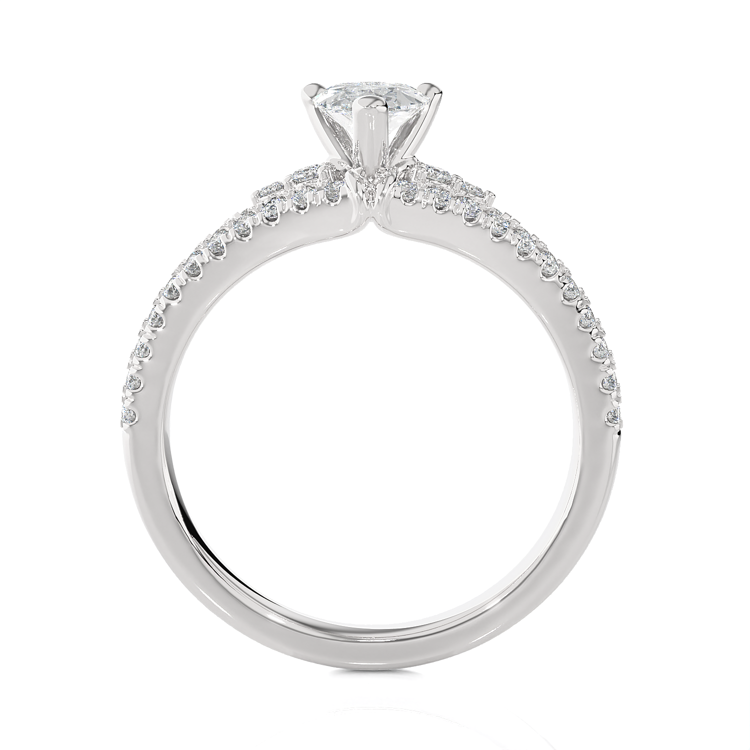 1 1/5 ctw Pear-Shaped Lab Grown Diamond Side Stone Engagement Ring