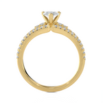 1 1/5 ctw Pear-Shaped Lab Grown Diamond Side Stone Engagement Ring