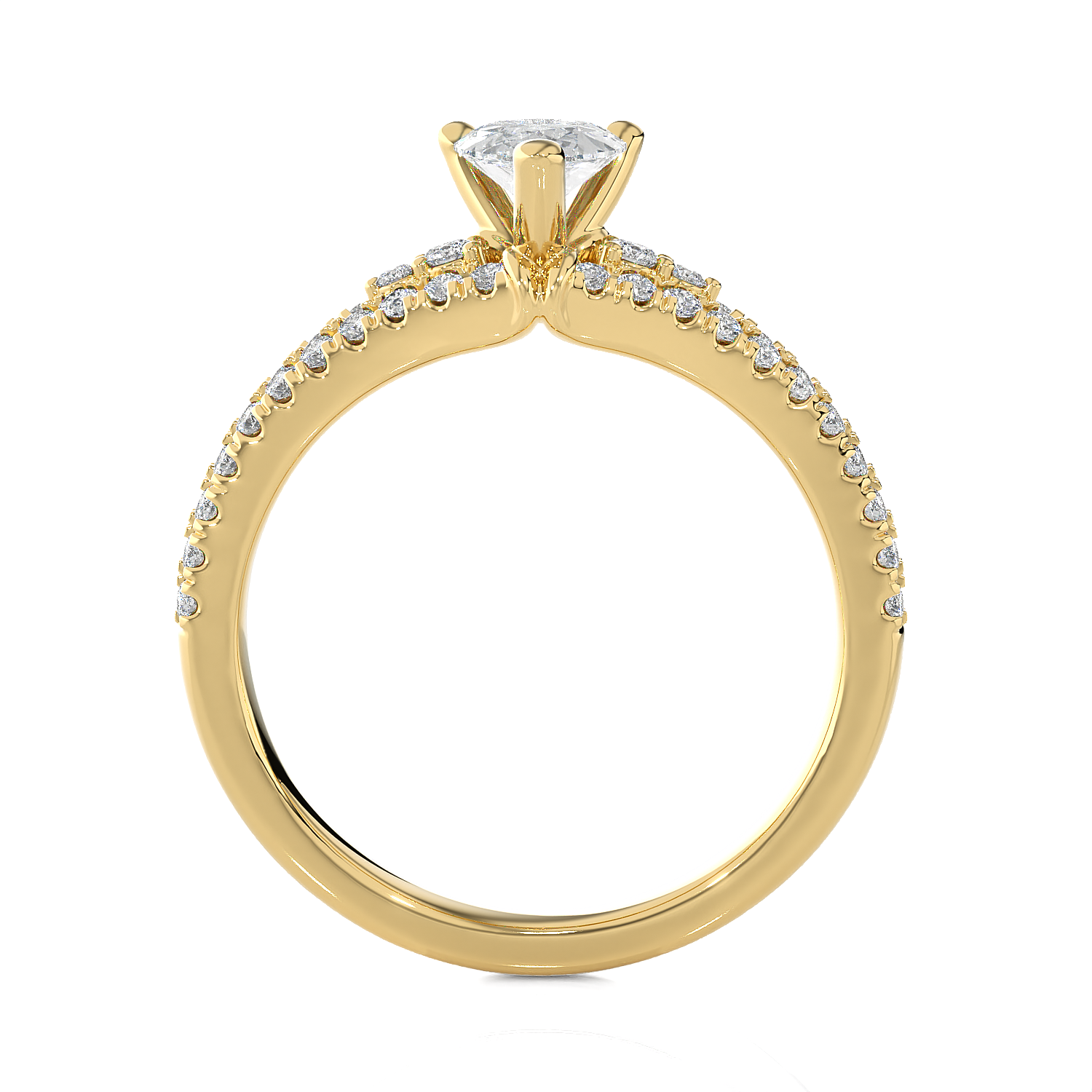 1 1/5 ctw Pear-Shaped Lab Grown Diamond Side Stone Engagement Ring