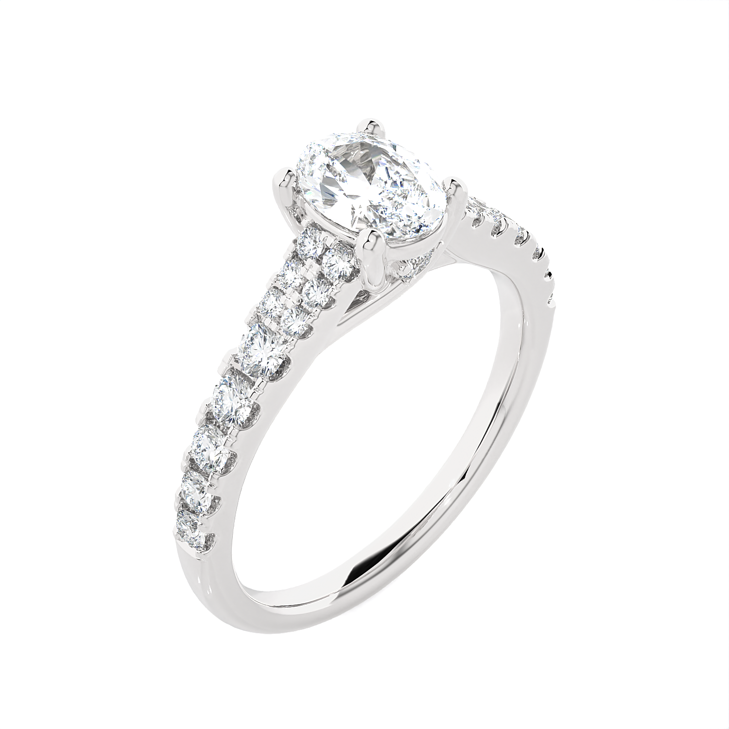 1 3/8 ctw Round Lab Grown Diamond Side Stone Engagement Ring